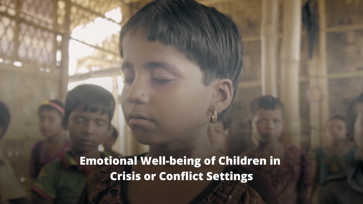 image of burmese children with words Emotional Well-being of Children in Crisis or Conflict Settings