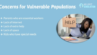 Image of slide about Concerns for vulnerable populations